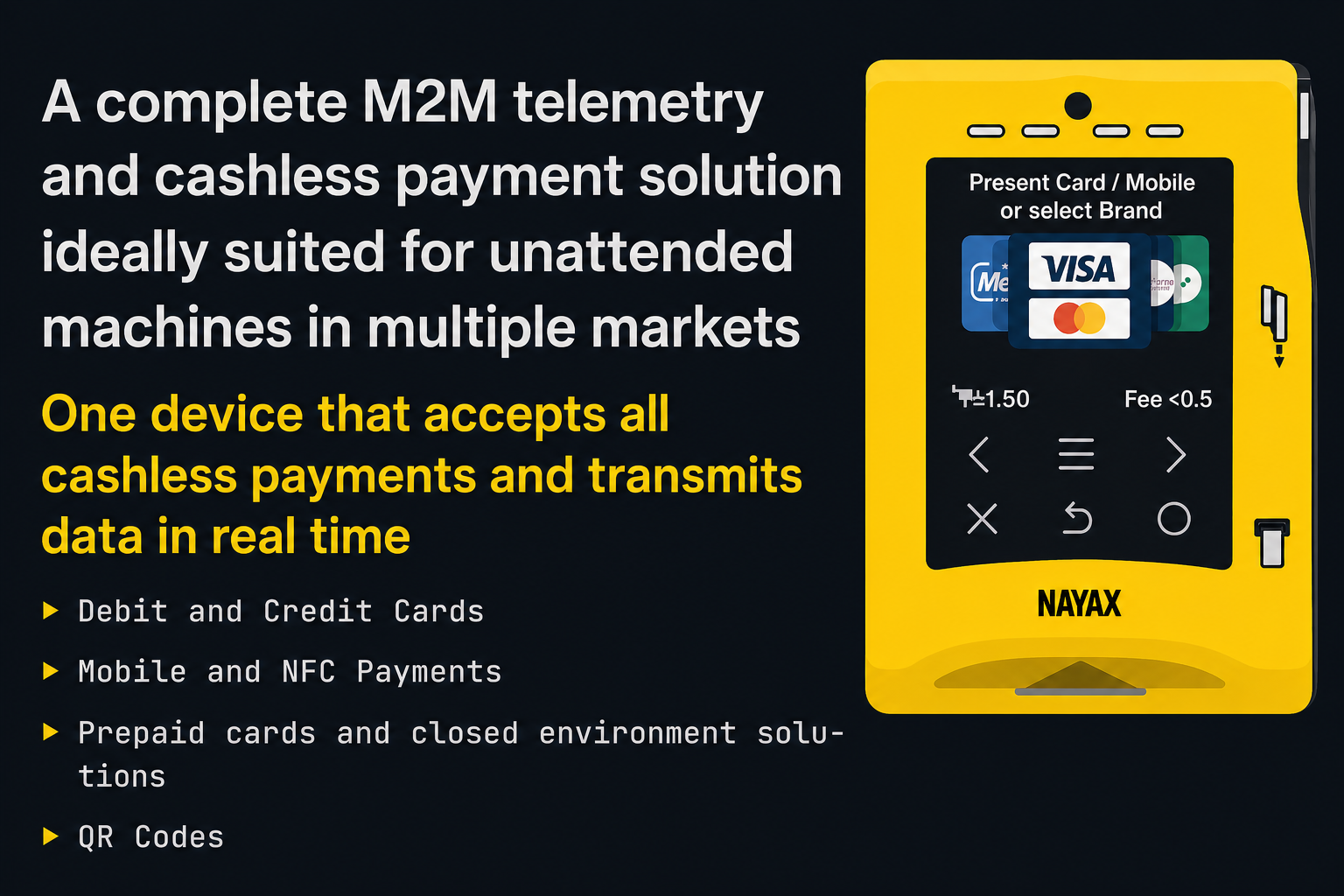Nayax card reader on a Volition vending machine